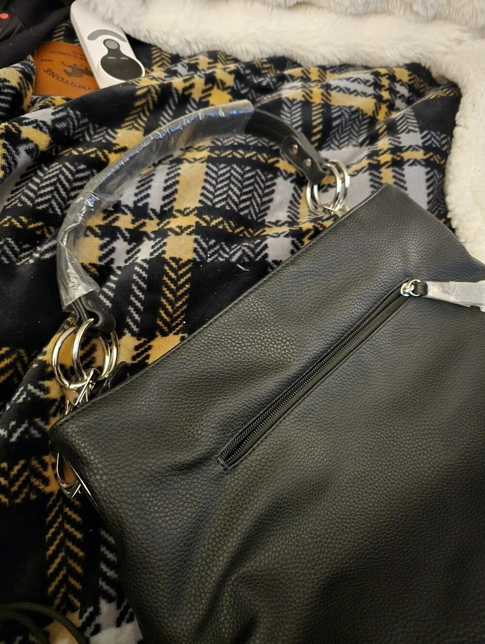 Black Women's Shoulder Bag with Wristlet Pouch